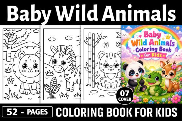 52 Baby Wild Animals Coloring Pages for Your KDP Interior