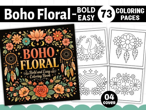 Bold and Easy Boho Floral Coloring Pages for Your Next KDP Interior