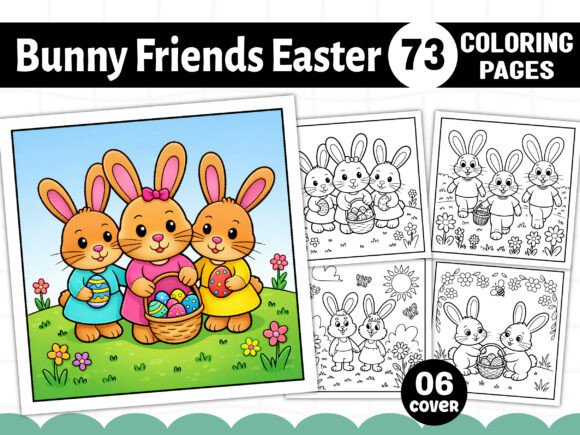 Bunny Friends Easter Coloring Book Pages