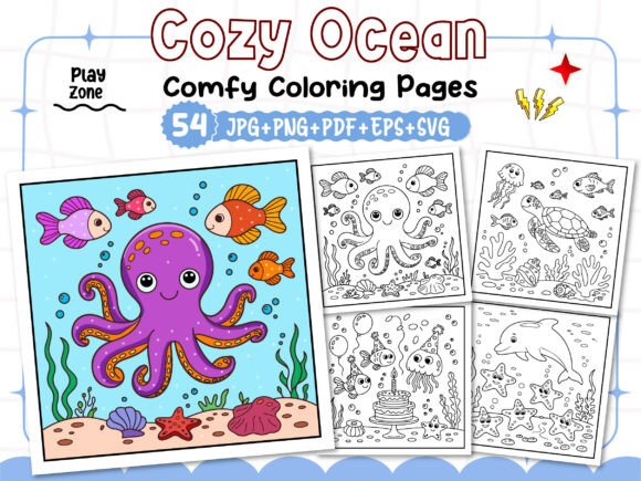 Cozy Ocean Comfy Coloring Pages for KDP Interiors