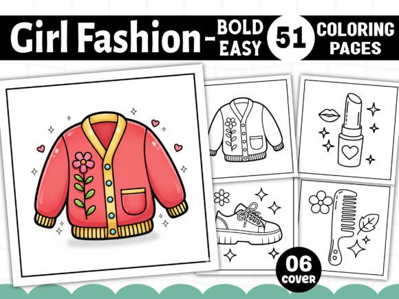 Create Unique KDP Interiors with Bold and Easy Girl Fashion & Cute Cows Coloring Books