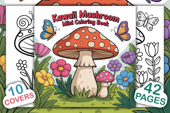 Kawaii Mushroom Mini Coloring Book