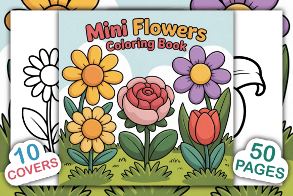 Mini Flowers Coloring Book
