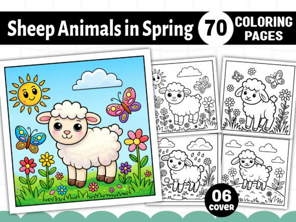 Sheep Animals in Spring Coloring Book: A Practical Resource for KDP Publishers and Creators