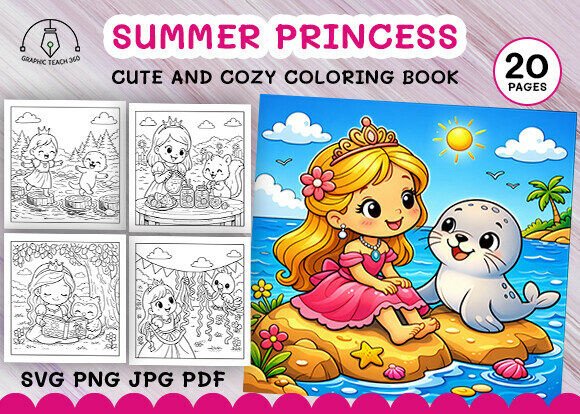 Summer Princess Coloring Book: A Cozy Escape for Creative Minds